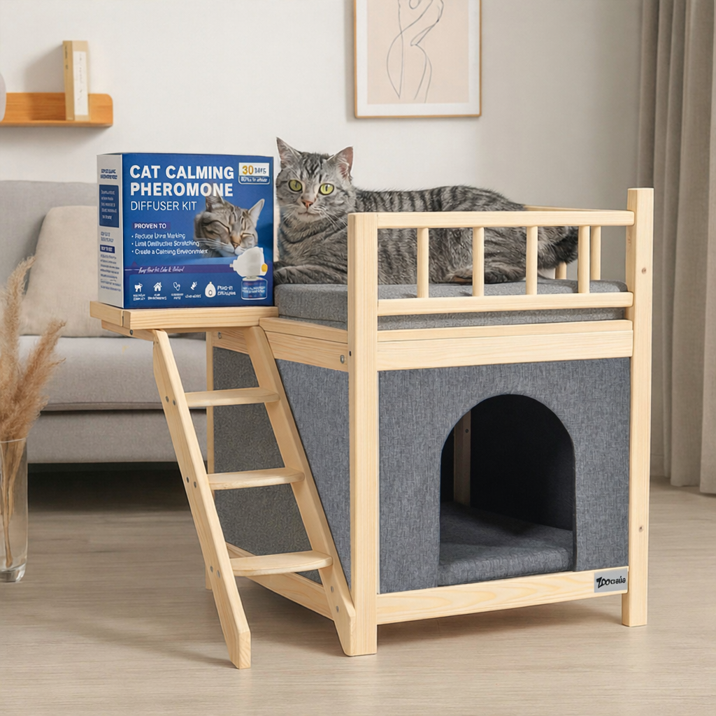 Chat détendu avec produit PawZena